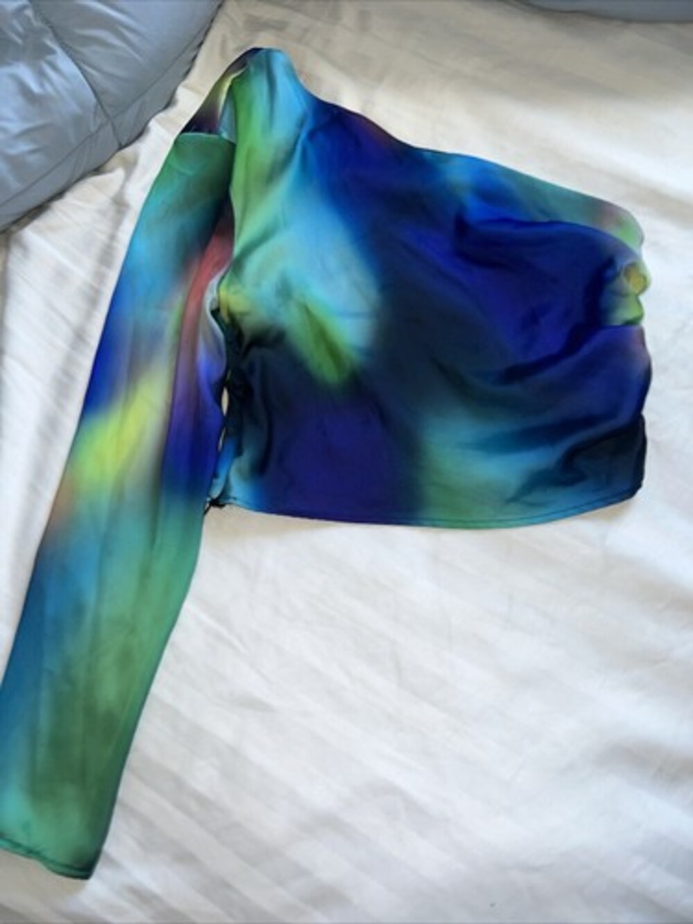 Bershka 1 Sleeve asymmetric top in Multi Color Rainbow Nebula size small